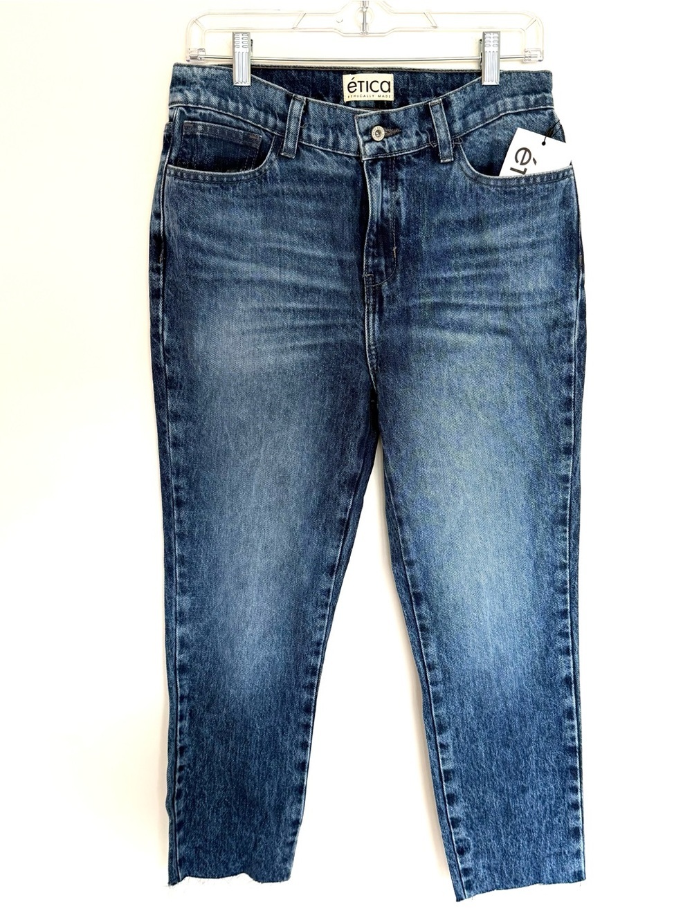 Etica High Rise Straight Leg Raw Hem Jeans